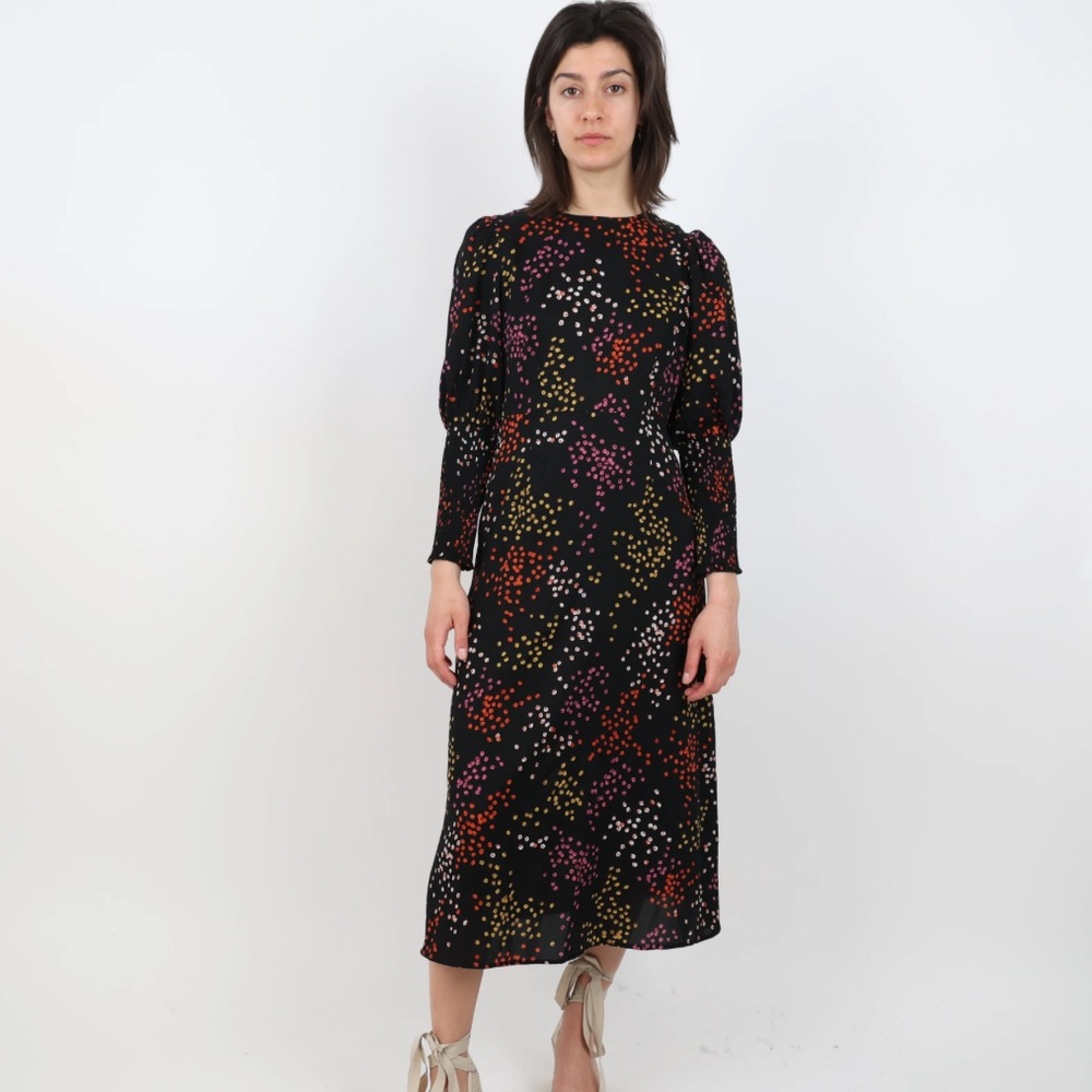 Never Fully Dressed Black Multicolor Long Sleeve Dress
